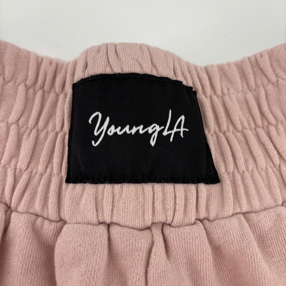 YoungLA Sweat Shorts Women S Dusty Rose Excellent High Waisted Cotton Balletcore - Picture 2 of 8